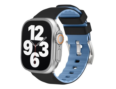 Pasek Opaska Bransoleta Silikon Czarno-niebieski Klamra do Apple Watch 3 4 5 6 7 8 9 SE 42/44/45mm - 2